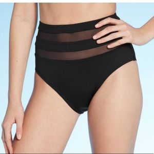 Mesh Inset High Waist Bikini Bottom -Shade & Shore